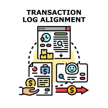 Transaction log alignment financial data processing concept Stock Illustration