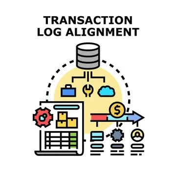 Transaction log alignment optimizing database management process Stock Illustration