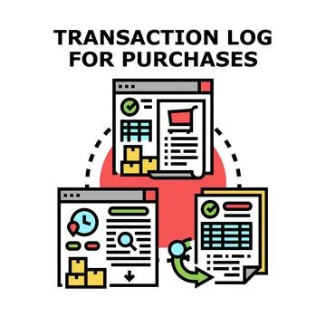Transaction log managing process for online purchases Stock Illustration