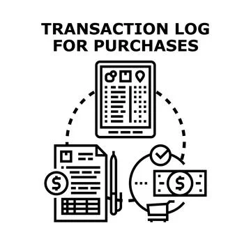 Transaction log tracking purchases and financial records concept Stockillustratie