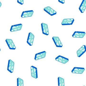 Transaction in mobile phone app isometric icon seamless pattern Stock Illustration