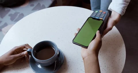 Transaction pay with mobile green screen Stock Footage 238388795