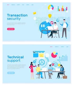 Transaction Security and Technical Support Website Illustrazione stock