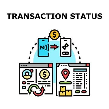 Transaction status tracking online payment e commerce system Stock Illustration