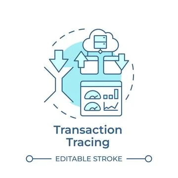 Transaction tracing soft blue concept icon Stock Illustration