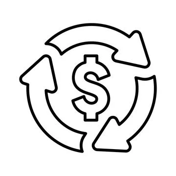 Transaction, transfer, money flow icon. Outline vector. Stock Illustration