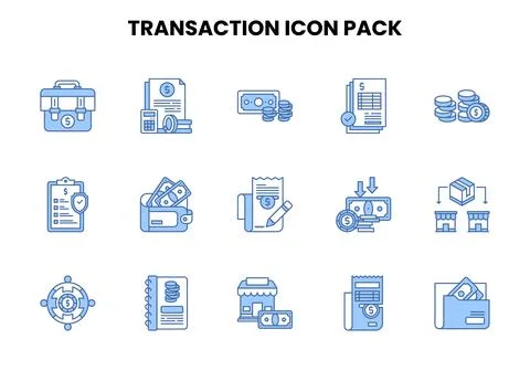 Transaction Two Colour Set Icons Pack Иллюстрация