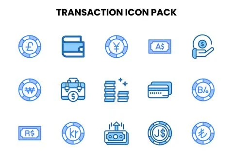 Transaction Two Colour UI Icons Pack Stock Illustration