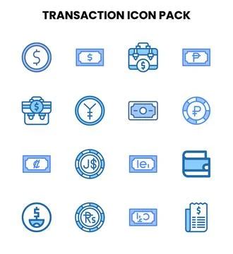 Transaction Two Colour Vector Icons Pack Stock Illustration