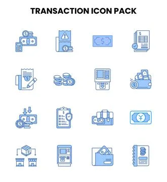 Transaction Two Colour Vector Icons Pack Иллюстрация