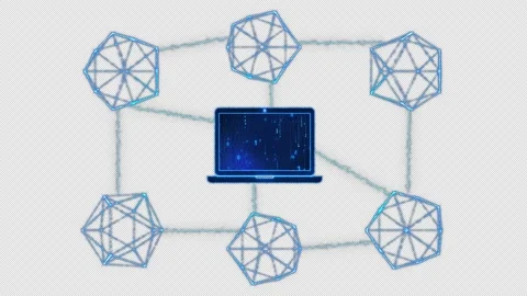 Transaction Validation Into Blockchain System With Alpha Channel, 4K Stock Footage 153224451