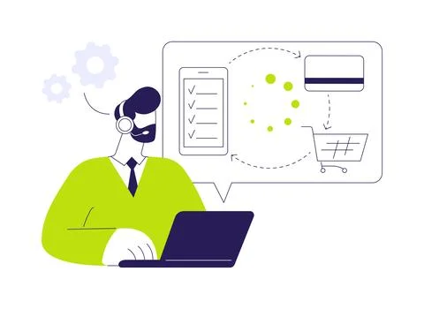Transactions processing abstract concept vector illustration. Illustrazione stock