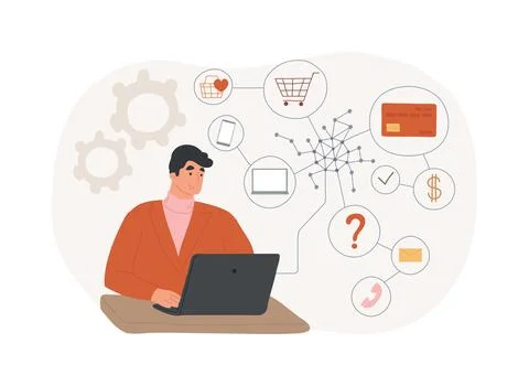 Transactions processing isolated cartoon vector illustrations. Illustrazione stock