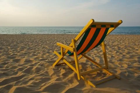 Transat at the beach at sunset Foto stock