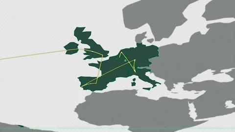 Transatlantic Data Bridge Map Base Video stock 332071323