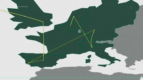 Transatlantic Financial Bridge Map - 16:9 Stock Footage 331708929