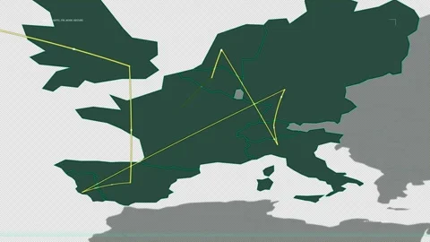 Transatlantic Financial Bridge Map - 16:9 Video stock 331740867