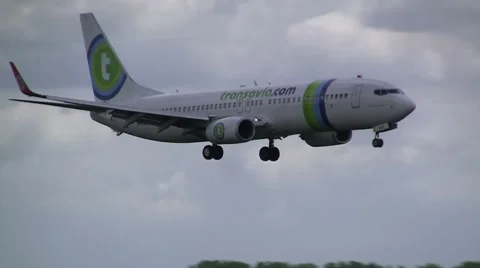 Transavia plane landing Stock Footage 7732783