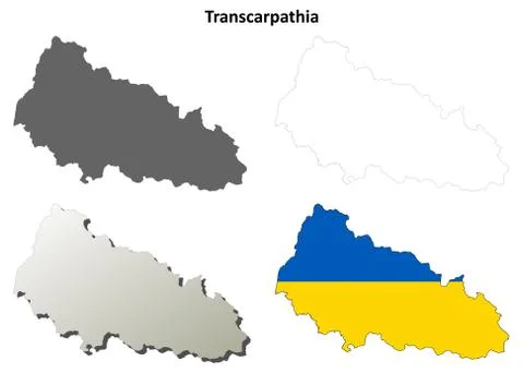 Transcarpathia blank outline map set - Ukrainian version 스톡 일러스트