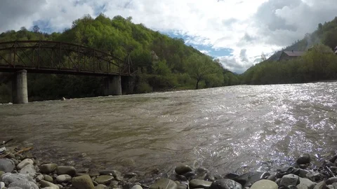 Transcarpathia, the confluence of two rivers of White and Black Tisza Stock Footage 107440020
