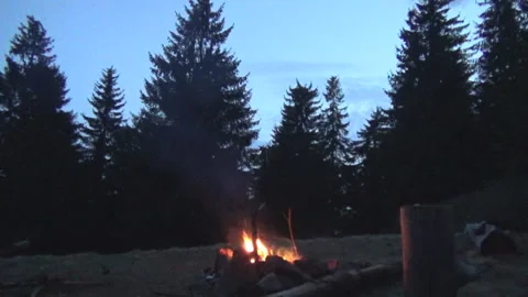 Transcarpathia, fire in the forest, evening 스톡 동영상 107440258