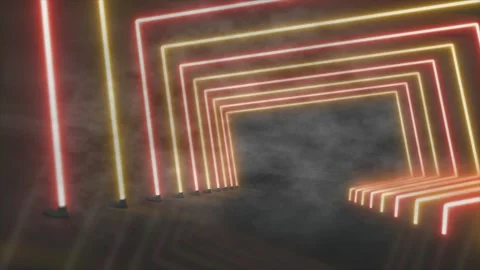 Transcendent Neon Tunnel Expedition: A Immersive Voyage Through Radiant Geometri Stock Footage 306302016
