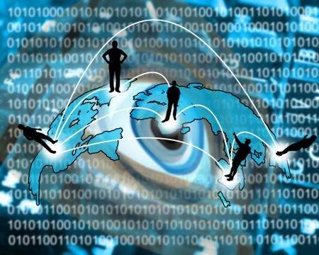Transcontinental transmission of data Illustrazione stock