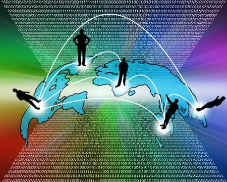 Transcontinental transmission of data Stock Illustration