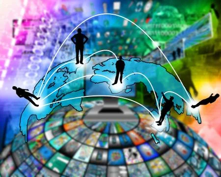 Transcontinental transmission of data Stock Illustration