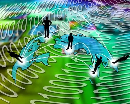 Transcontinental transmission of data Illustrazione stock