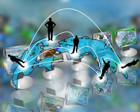 Transcontinental transmission of data Illustrazione stock