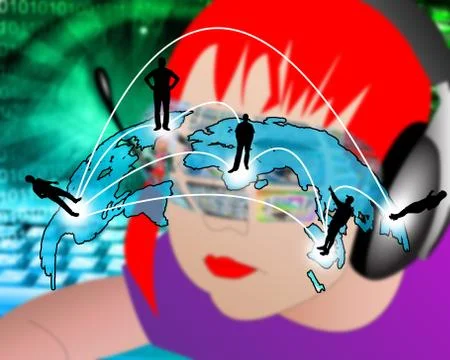 Transcontinental transmission of data Stock Illustration