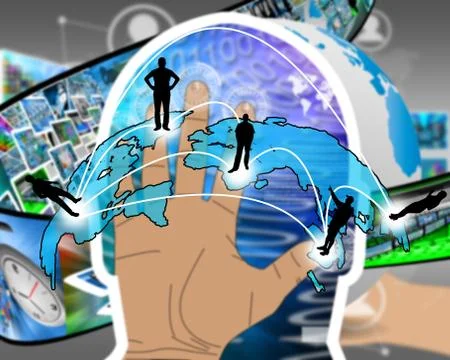 Transcontinental transmission of data Stock Illustration