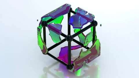 Transculent 3D Cube 4 4K Stock Footage 265165975