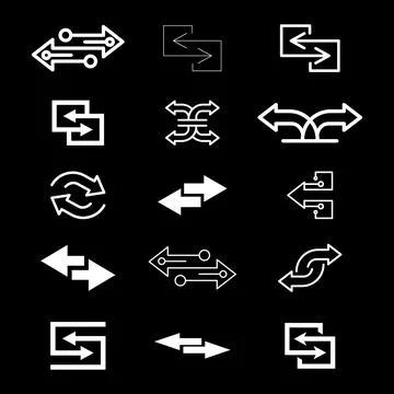 Transfer arrows icon set. Linear style sign for mobile concept and web design. Stock Illustration