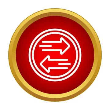 Transfer arrows red button icon representing exchange 스톡 일러스트