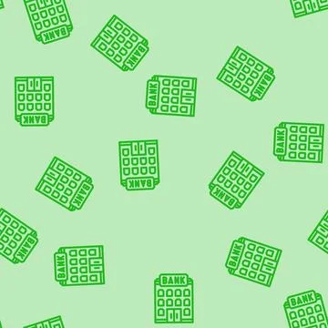 Transfer bank building line vector seamless pattern Stock Illustration