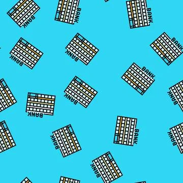 Transfer bank building vector seamless pattern Stock Illustration