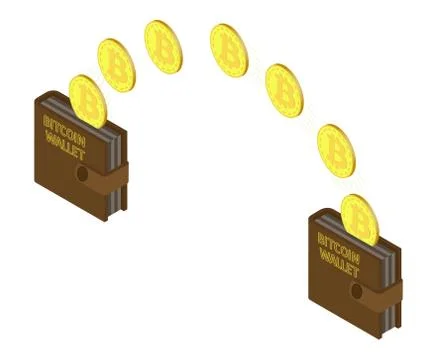 Transfer bitcoins in a wallet Stock Illustration