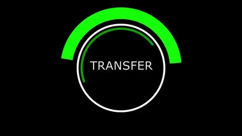 Transfer circle bar progress on black background. Money Transfer load scree.. 스톡 일러스트