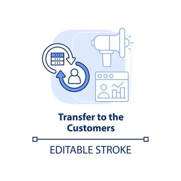 Transfer to customers light blue concept icon Stock Illustration