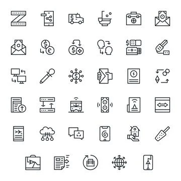 Transfer Digital Vector Pack containing 35 Pixel Aligned Regular Line 256x2.. Illustrazione stock