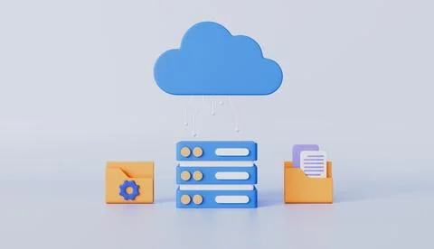 Transfer document file process, cloud computing technology, online data storage Illustrazione stock