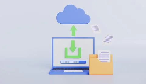 Transfer document file process with loading bar on computer screen Stockillustratie