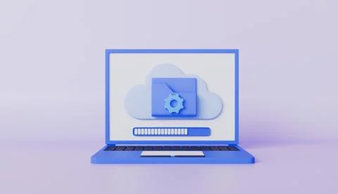 Transfer document file process with loading bar on computer screen Stockillustratie