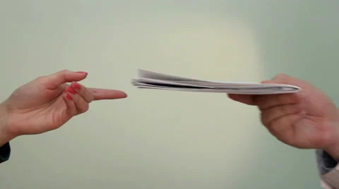 Transfer documents from hand to hand and shaking hands Stock Footage 42887599