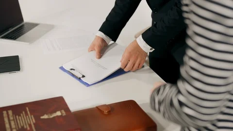 Transfer of documents from hand to hand. Stock Footage 101663490