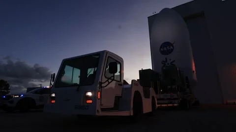 Transfer of the Europa Clipper spacecraft to Launch Complex 39A Stock Footage 289547060