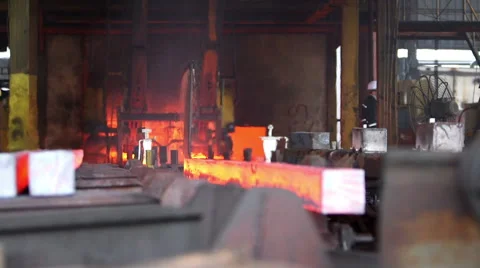 Transfer fiery steel blocks Stock Footage 47891710