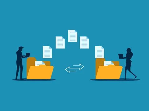 Transfer files, Backup on, Exchange files on folders, Send documents over t.. Stock Illustration